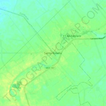 Mapa topográfico Santa Rosalía, altitud, relieve