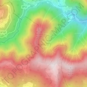 Mapa topográfico Timone, altitud, relieve