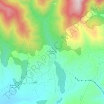 Mapa topográfico Quintana de Fuseros, altitud, relieve