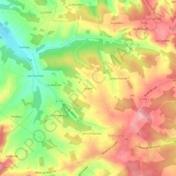 Mapa topográfico Lavaud, altitud, relieve