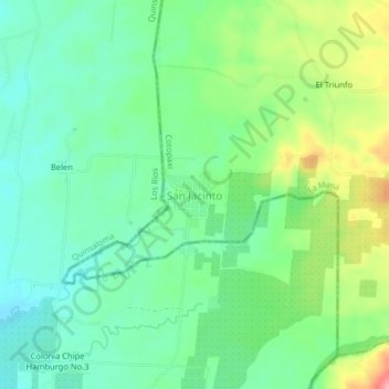 Mapa topográfico San Jacinto, altitud, relieve