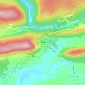 Mapa topográfico Nuremberg, altitud, relieve