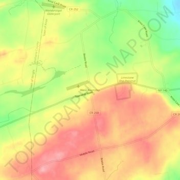 Mapa topográfico West Township, altitud, relieve