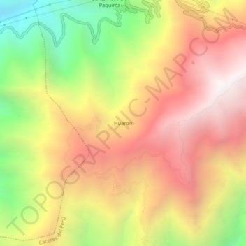 Mapa topográfico Huaron, altitud, relieve