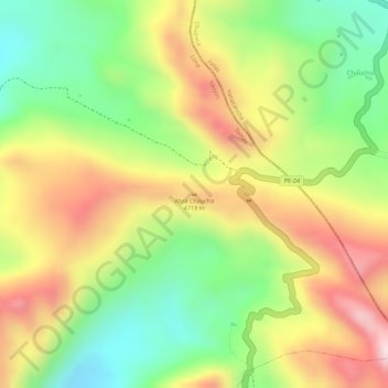 Mapa topográfico Abra Chaucha, altitud, relieve