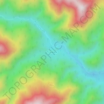 Mapa topográfico Tincabeni, altitud, relieve