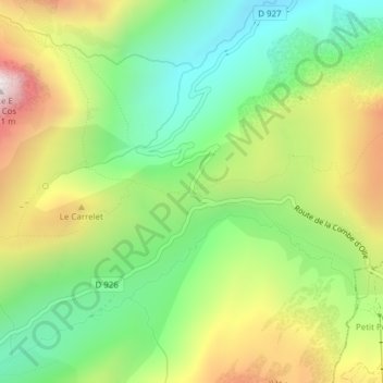 Mapa topográfico Col du Glandon, altitud, relieve