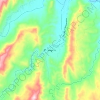 Mapa topográfico Pinukpuk, altitud, relieve