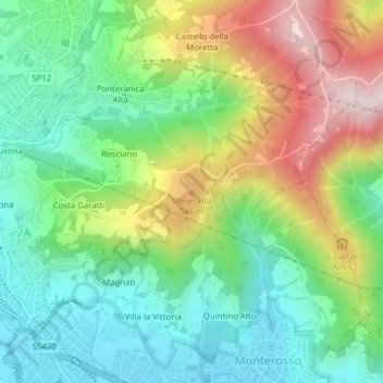 Mapa topográfico Maresana, altitud, relieve