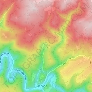 Mapa topográfico Borzée, altitud, relieve