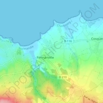 Mapa topográfico Intheville, altitud, relieve