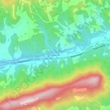 Mapa topográfico Maybrook, altitud, relieve
