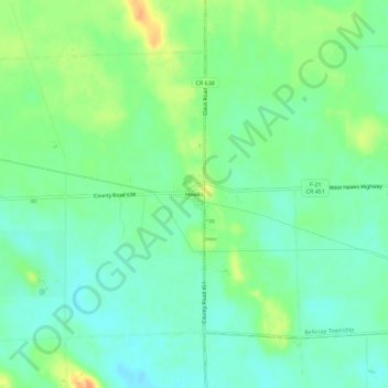 Mapa topográfico Hawks, altitud, relieve