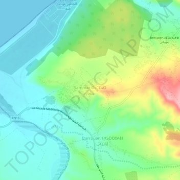 Mapa topográfico Sammar, altitud, relieve