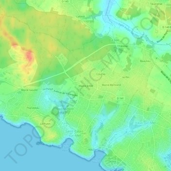 Mapa topográfico Maine Jollet, altitud, relieve