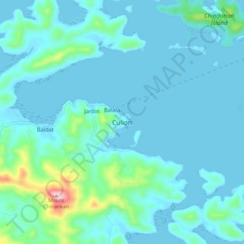 Mapa topográfico Culion, altitud, relieve