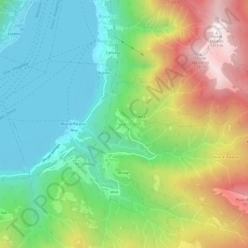 Mapa topográfico Palanzo, altitud, relieve
