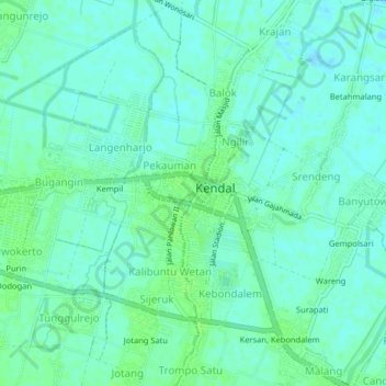 Mapa topográfico Pegulon, altitud, relieve