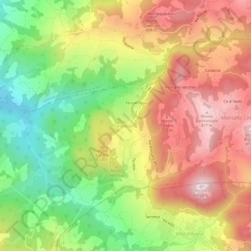 Mapa topográfico Semelano, altitud, relieve