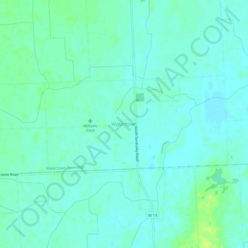 Mapa topográfico Watertown, altitud, relieve