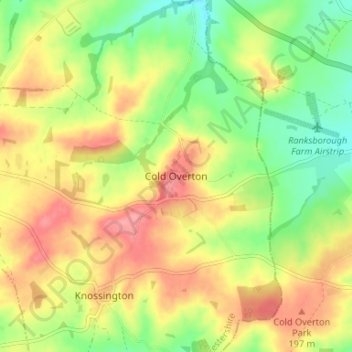 Mapa topográfico Cold Overton, altitud, relieve