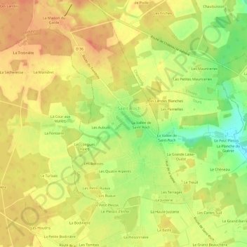 Mapa topográfico La Foire de Saint-Roch, altitud, relieve