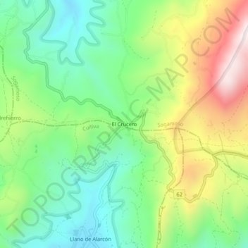 Mapa topográfico El Crucero, altitud, relieve