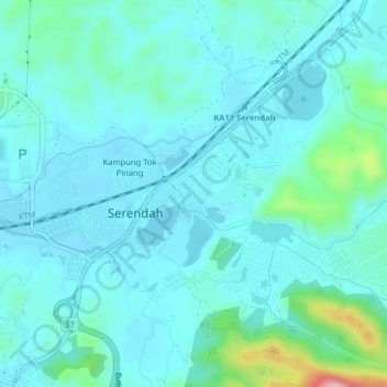 Mapa topográfico Kampung Dato Harun, altitud, relieve