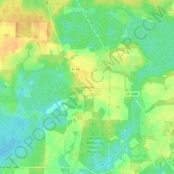 Mapa topográfico Glendale, altitud, relieve