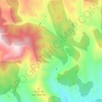 Mapa topográfico El Pocico, altitud, relieve
