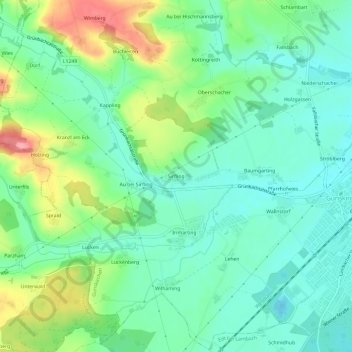 Mapa topográfico Sirfling, altitud, relieve