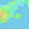 Mapa topográfico Dalian, altitud, relieve