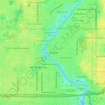 Mapa topográfico River Heights, altitud, relieve