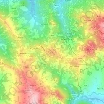 Mapa topográfico Pometo, altitud, relieve