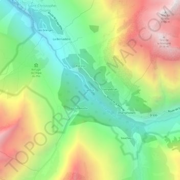 Mapa topográfico Le Clot, altitud, relieve