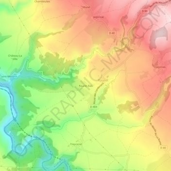 Mapa topográfico Rauret-Bas, altitud, relieve