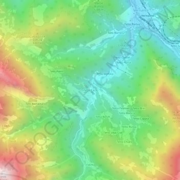 Mapa topográfico Tetto Cace, altitud, relieve