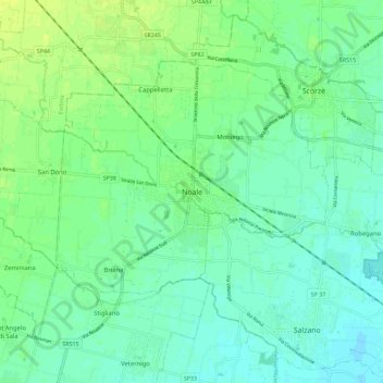 Mapa topográfico Noale, altitud, relieve