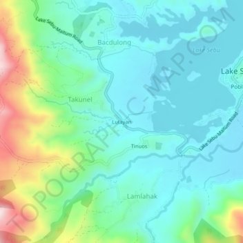 Mapa topográfico Lutayan, altitud, relieve