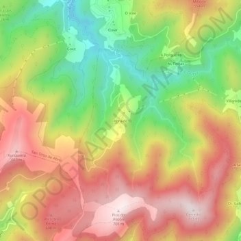 Mapa topográfico Abraído, altitud, relieve