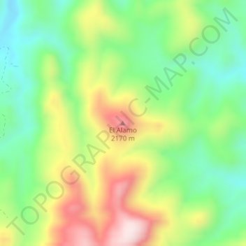 Mapa topográfico El Alamo, altitud, relieve