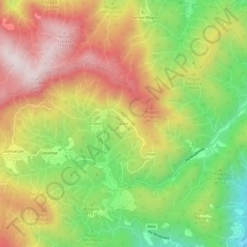 Mapa topográfico Botro, altitud, relieve