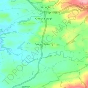 Mapa topográfico Brough Sowerby, altitud, relieve