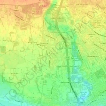 Mapa topográfico Passons, altitud, relieve