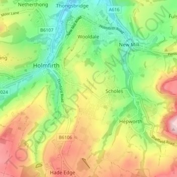 Mapa topográfico Larch House, altitud, relieve