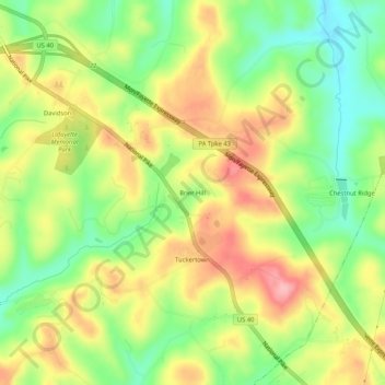 Mapa topográfico Brier Hill, altitud, relieve