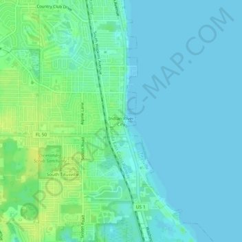 Mapa topográfico Indian River City, altitud, relieve