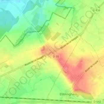 Mapa topográfico Le Nieppe, altitud, relieve
