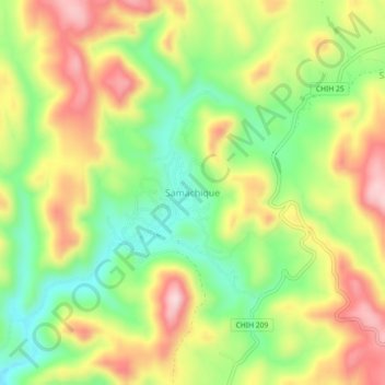 Mapa topográfico Samachique, altitud, relieve