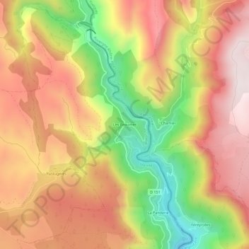 Mapa topográfico Les Beaumes, altitud, relieve